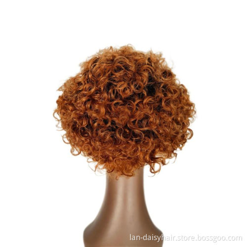 Cheap short pixie curly wig 13x1 real human hair frontal curly wigs for black women human wig wholesale T color